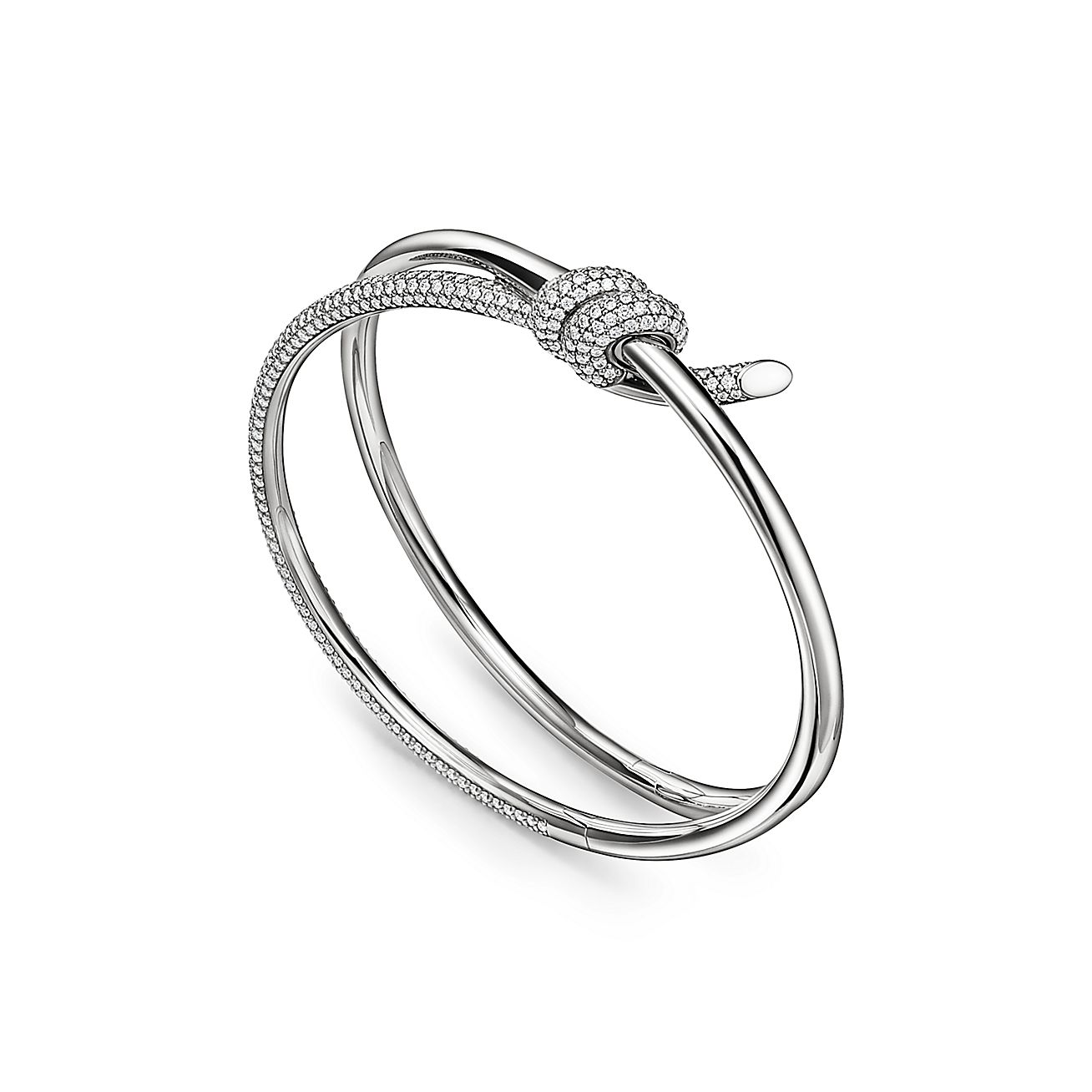 K DOUBLE ROW BRACELET WITH DIAMONDS, WHITE GOLD